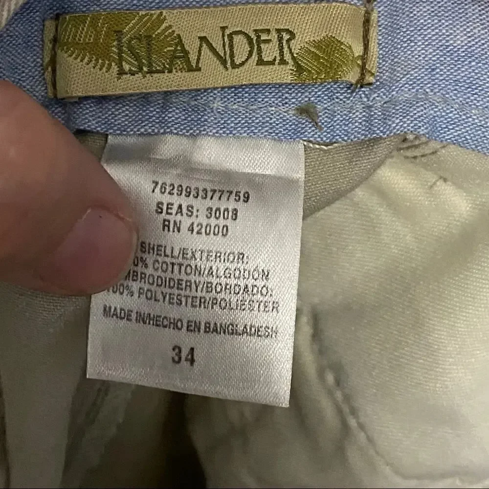 Islander palm tree khaki shorts sz 34